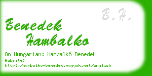 benedek hambalko business card