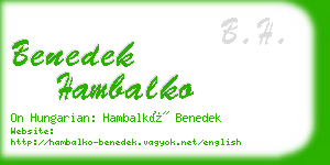 benedek hambalko business card